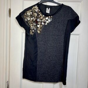 MM Couture By miss me Silk Blend Women’s XS Short Sleeve Black Shirt